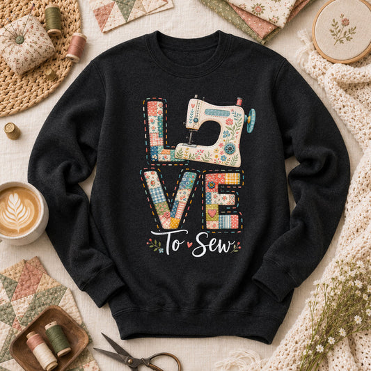 Love To Sew Machine Long Sleeve - Black