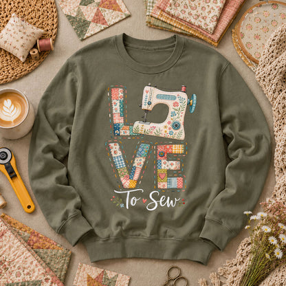 Love To Sew Machine Long Sleeve - Military Green