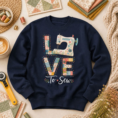 Love To Sew Machine Long Sleeve - Navy