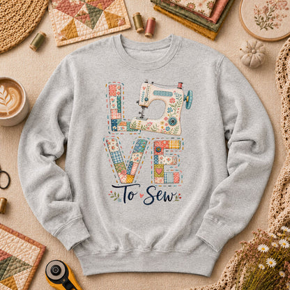 Love To Sew Machine Long Sleeve - Sport Grey
