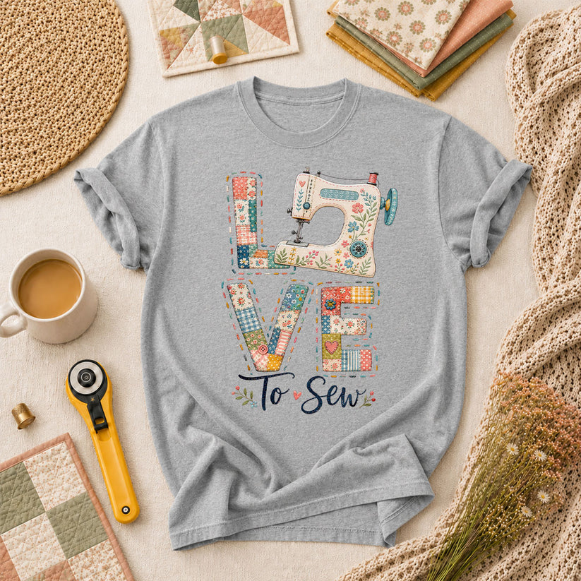 Love To Sew Machine T-Shirt - Athletic Heather
