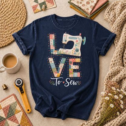 Love To Sew Machine T-Shirt - Navy