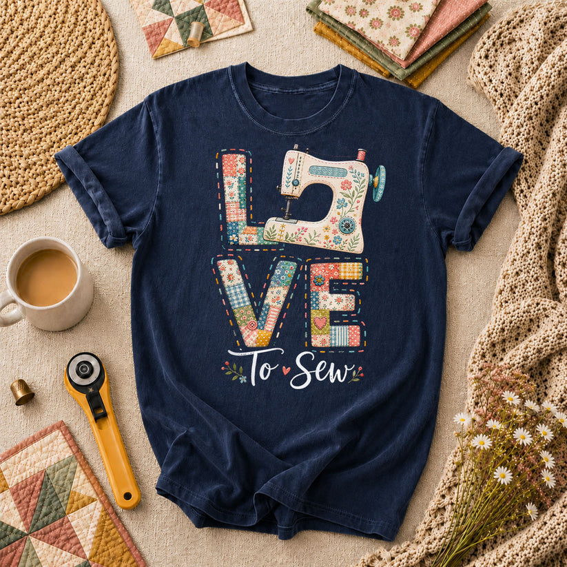 Love To Sew Machine T-Shirt - Navy