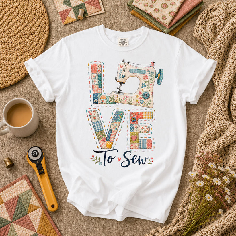 Love To Sew Machine T-Shirt - White