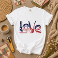 Love USA Flag Sewing Patriotic T-Shirt