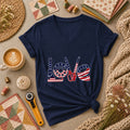 Love USA Flag Sewing Patriotic Women's V-Neck