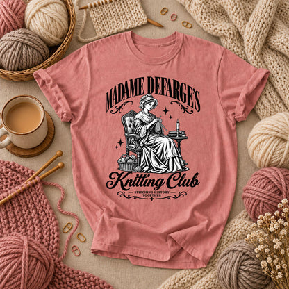 Madame Defarge's Knitting Club T-Shirt - Heather Mauve