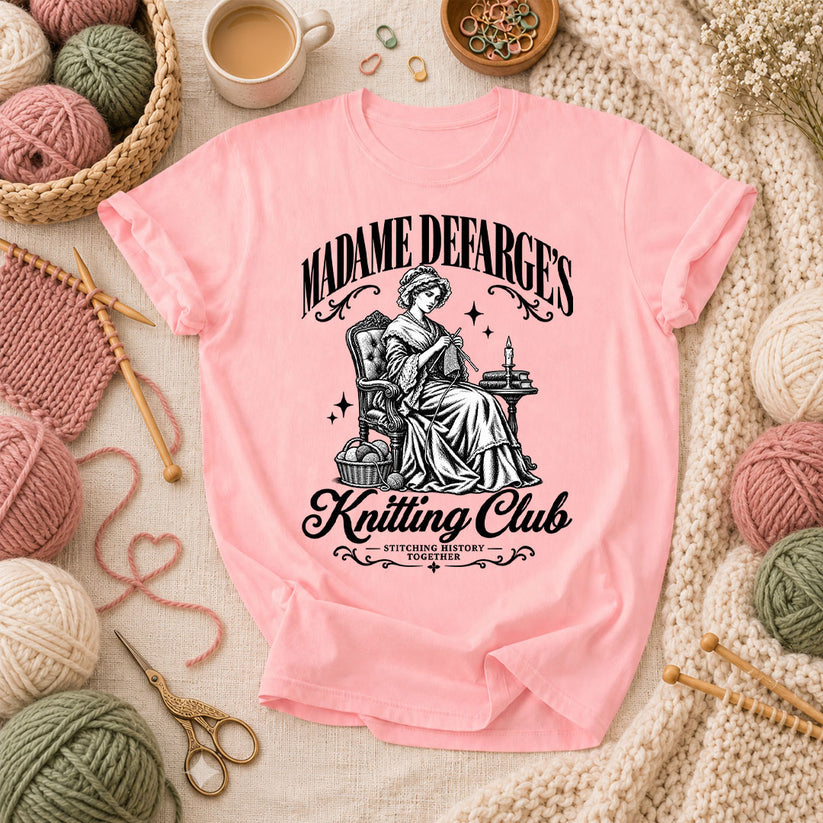 Madame Defarge's Knitting Club T-Shirt - Pink