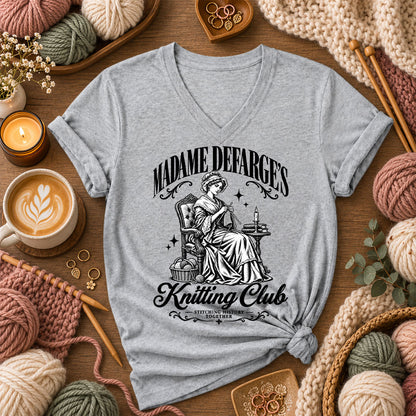 Madame Defarge's Knitting Club Women's V-Neck - Athletic Heather