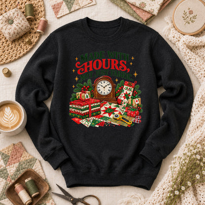Made With Hours Not Just Fabric Christmas Quilting Long Sleeve - Black