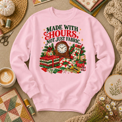 Made With Hours Not Just Fabric Christmas Quilting Long Sleeve - Light Pink