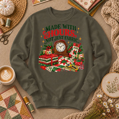 Made With Hours Not Just Fabric Christmas Quilting Long Sleeve - Military Green