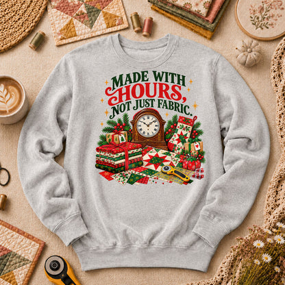 Made With Hours Not Just Fabric Christmas Quilting Long Sleeve - Sport Grey