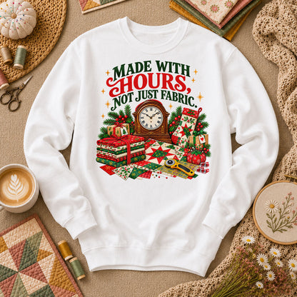 Made With Hours Not Just Fabric Christmas Quilting Long Sleeve - White