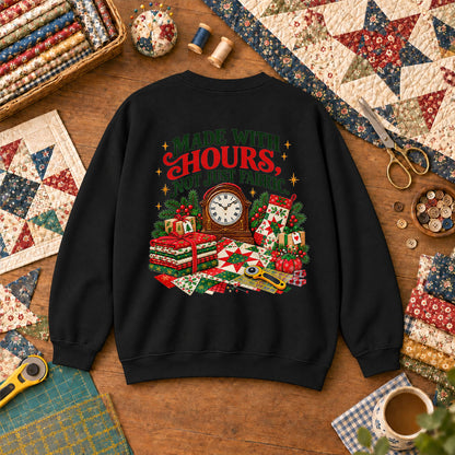 Made With Hours Not Just Fabric Christmas Quilting Sweatshirt - Black