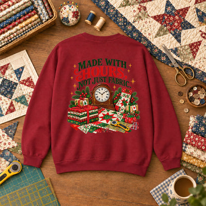 Made With Hours Not Just Fabric Christmas Quilting Sweatshirt - Garnet