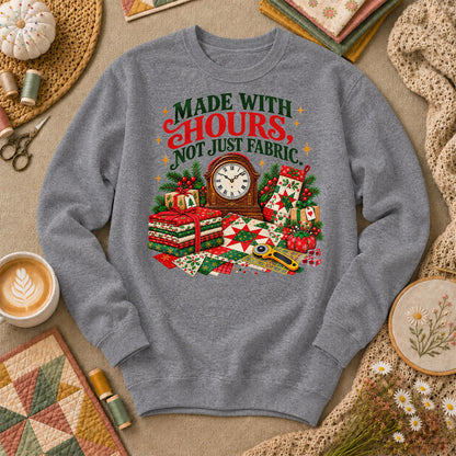 Made With Hours Not Just Fabric Christmas Quilting Sweatshirt - Graphite Heather