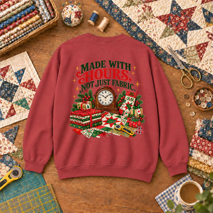 Made With Hours Not Just Fabric Christmas Quilting Sweatshirt - Heather Red