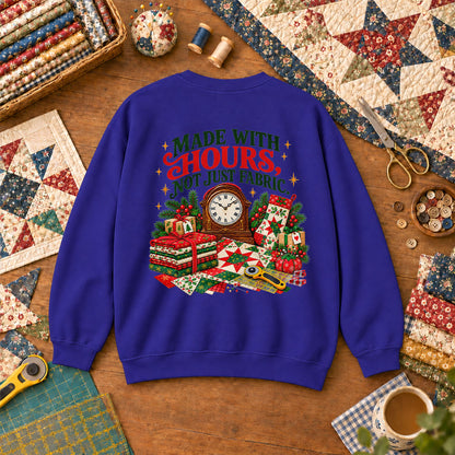 Made With Hours Not Just Fabric Christmas Quilting Sweatshirt - Royal