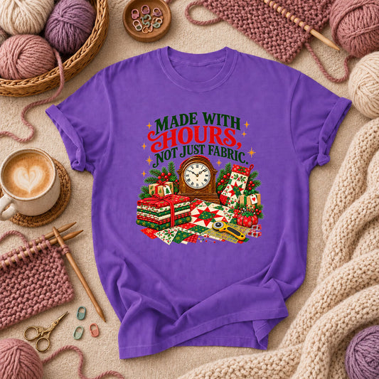 Made With Hours Not Just Fabric Christmas Quilting T-Shirt - Purple