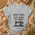 Make Quilts Love Jesus Be Happy Women's V-Neck