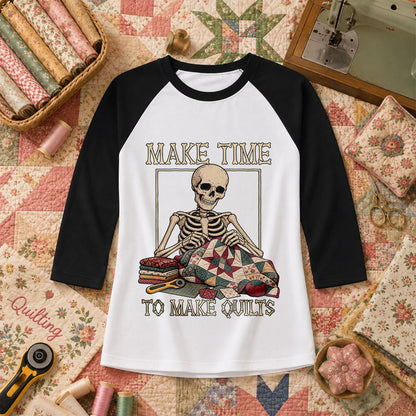 Make Time To Make Quilts Skeleton Raglan Sleeve - Black