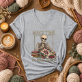 Make Time To Make Quilts Skeleton Women's V-Neck