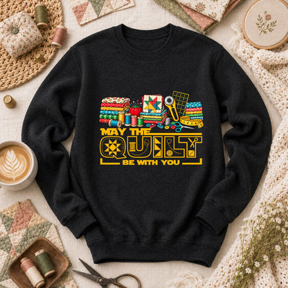May The Quilt Be With You Long Sleeve - Black