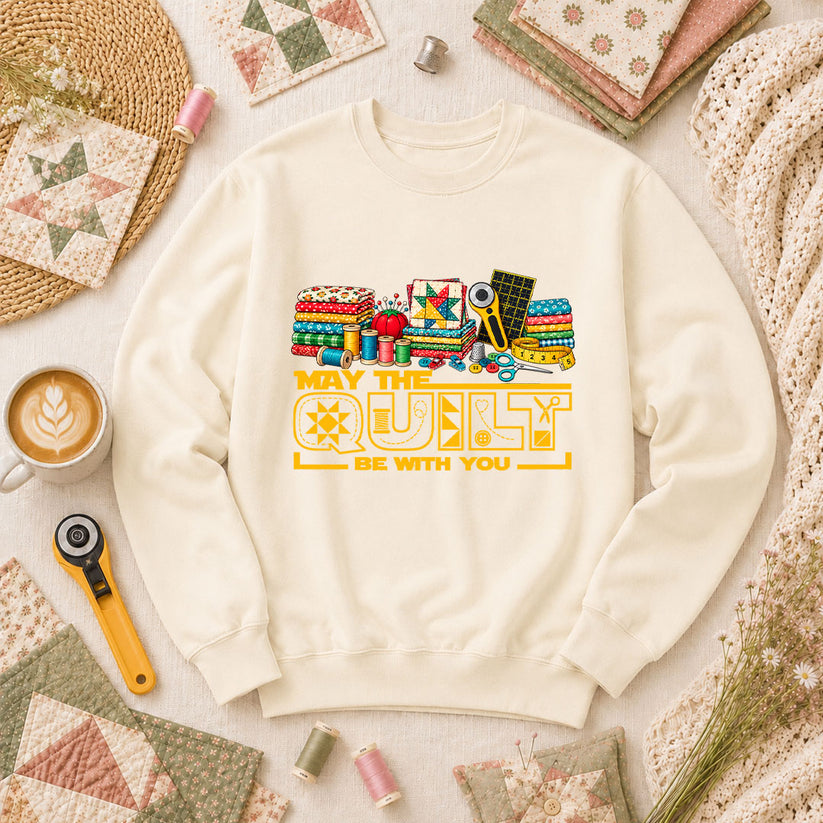 May The Quilt Be With You Long Sleeve - Natural