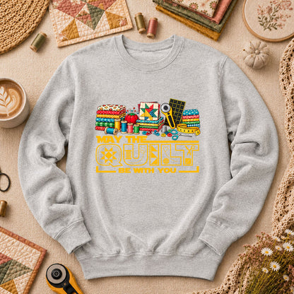 May The Quilt Be With You Long Sleeve - Sport Grey