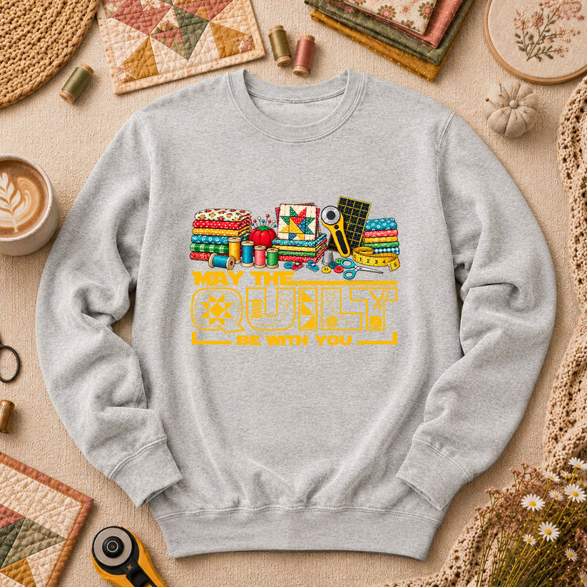 May The Quilt Be With You Long Sleeve - Sport Grey