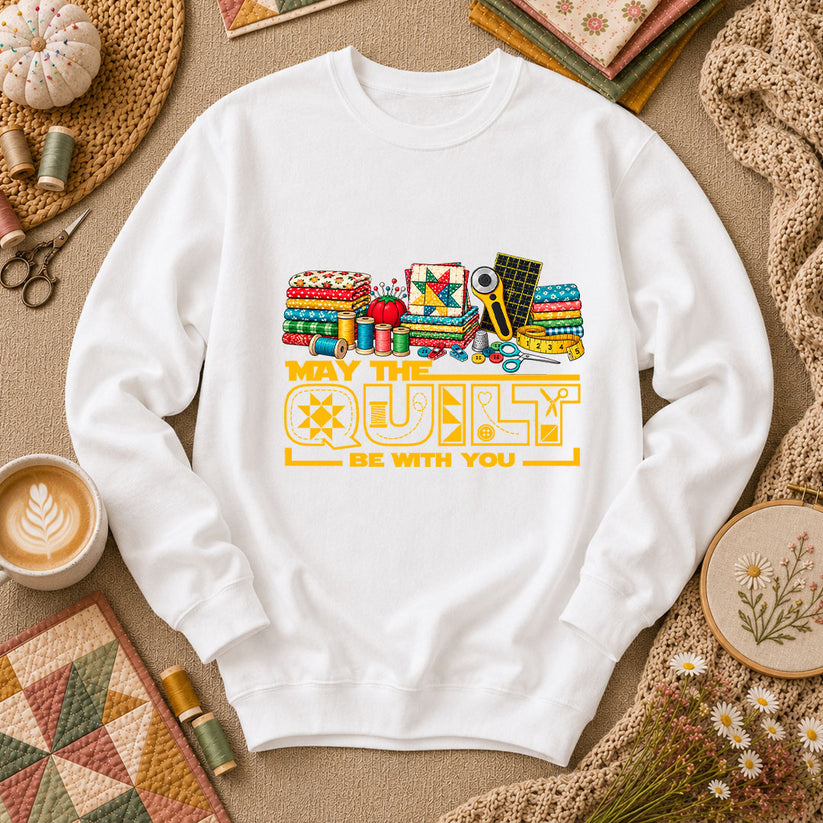 May The Quilt Be With You Long Sleeve - White