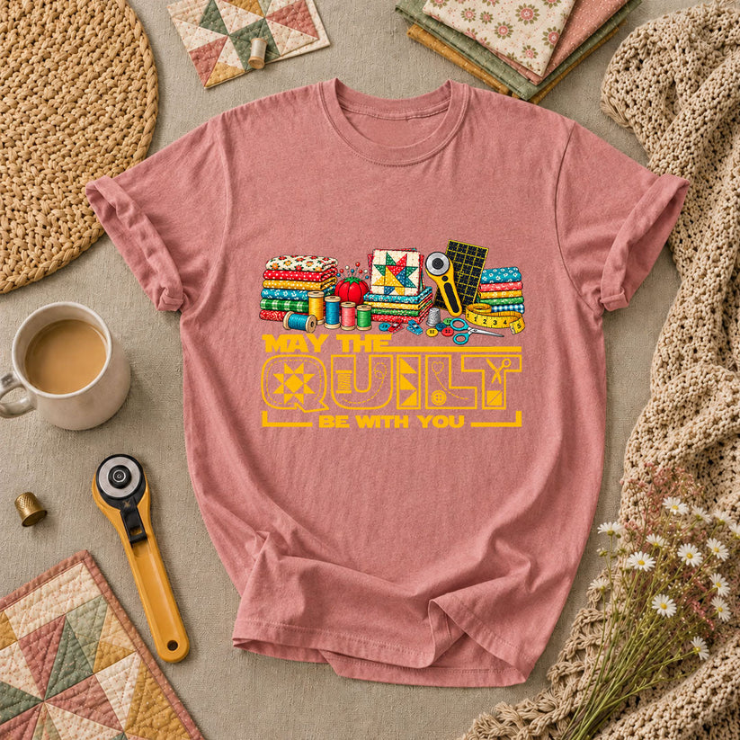 May The Quilt Be With You T-Shirt - Heather Mauve