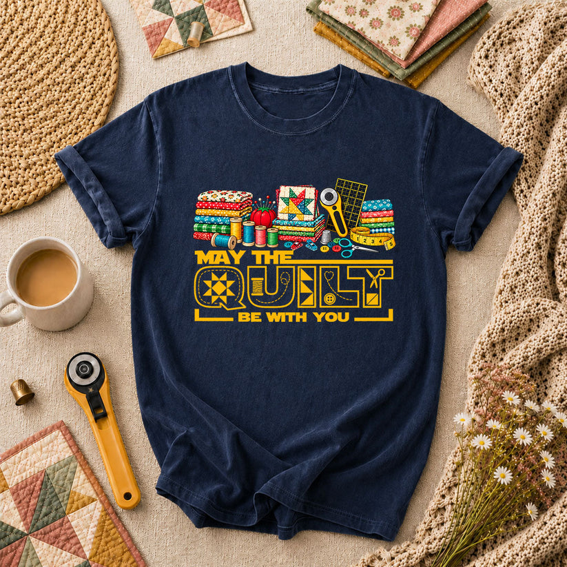 May The Quilt Be With You T-Shirt - Navy