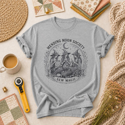 Mending Moon Society Sew Magic Witches T-Shirt - Athletic Heather