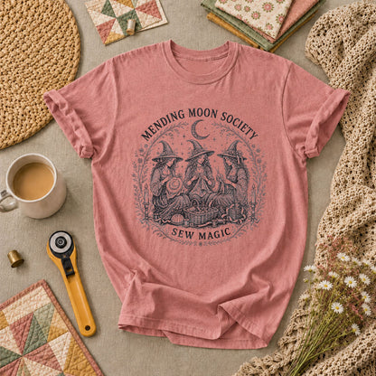 Mending Moon Society Sew Magic Witches T-Shirt - Heather Mauve