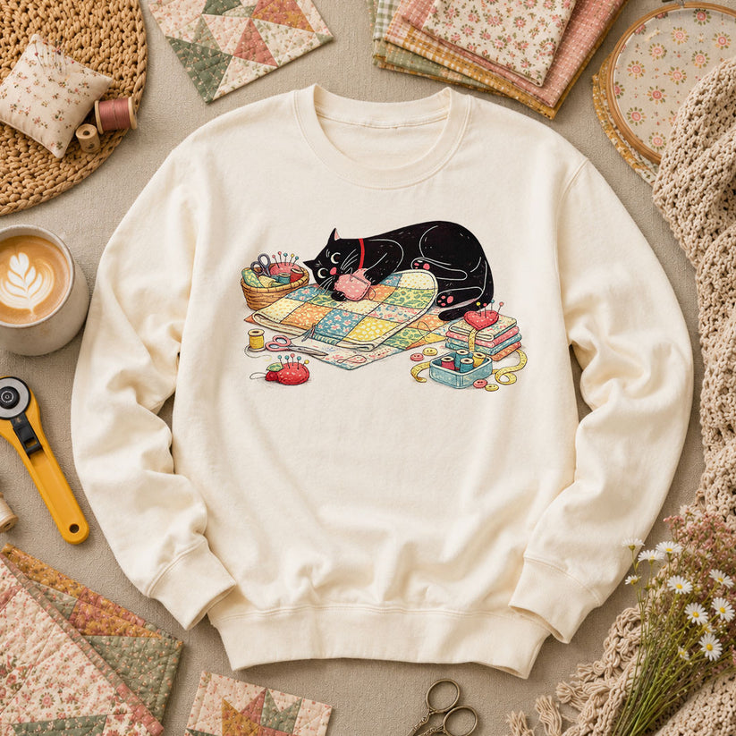 Meow Bite Sleeping Cat Long Sleeve - Natural