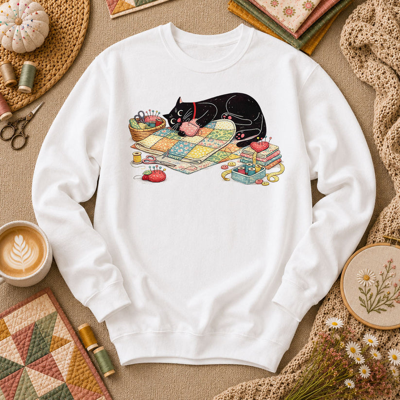 Meow Bite Sleeping Cat Long Sleeve - White