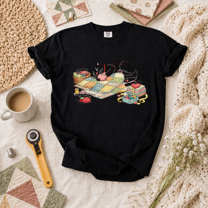 Meow Bite Sleeping Cat T-Shirt - Black