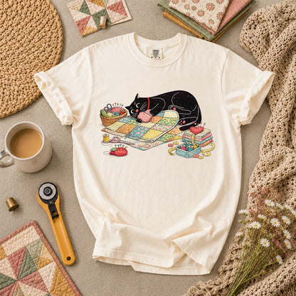 Meow Bite Sleeping Cat T-Shirt - Ivory