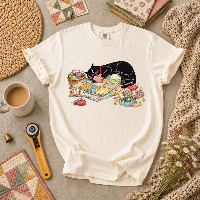 Meow Bite Sleeping Cat T-Shirt - Ivory