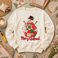 Merry Quiltmas Patchwork Snowman With Top Hat Long Sleeve