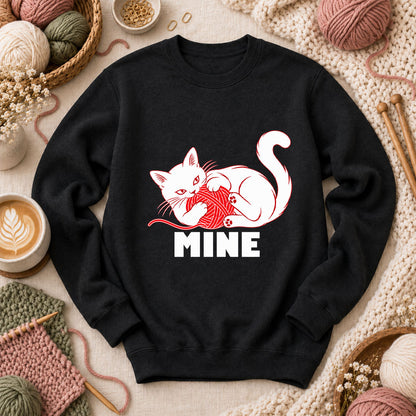 Mine Cat With Yarn Ball Long Sleeve - Black
