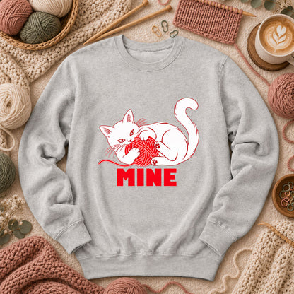 Mine Cat With Yarn Ball Long Sleeve - Sport Grey