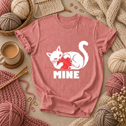 Mine Cat With Yarn Ball T-Shirt - Heather Mauve
