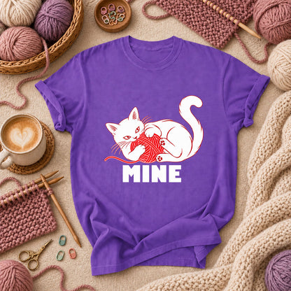 Mine Cat With Yarn Ball T-Shirt - Purple