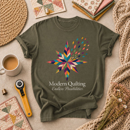 Modern Quilting Endless Possibilities Star T-Shirt - Military Green