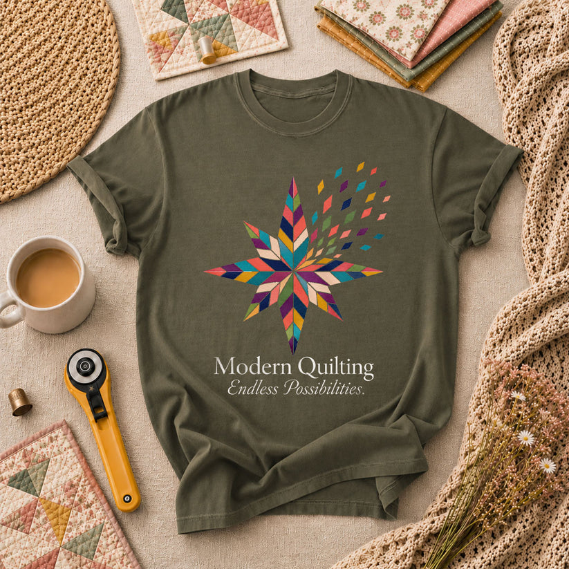 Modern Quilting Endless Possibilities Star T-Shirt - Military Green