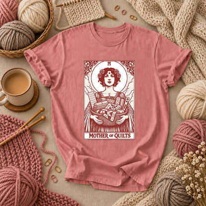 Mother Of Quilts Tarot Card T-Shirt - Heather Mauve