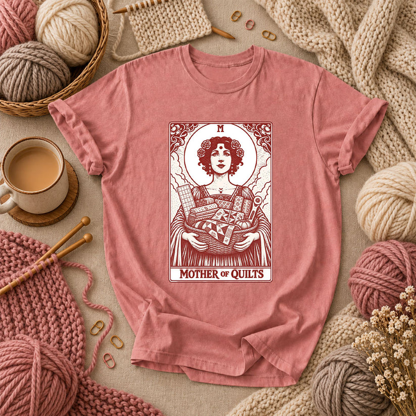 Mother Of Quilts Tarot Card T-Shirt - Heather Mauve